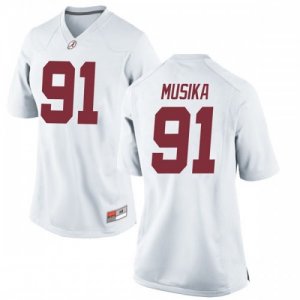 Women's Alabama Crimson Tide #91 Tevita Musika White Game NCAA College Football Jersey 2403FVZT7